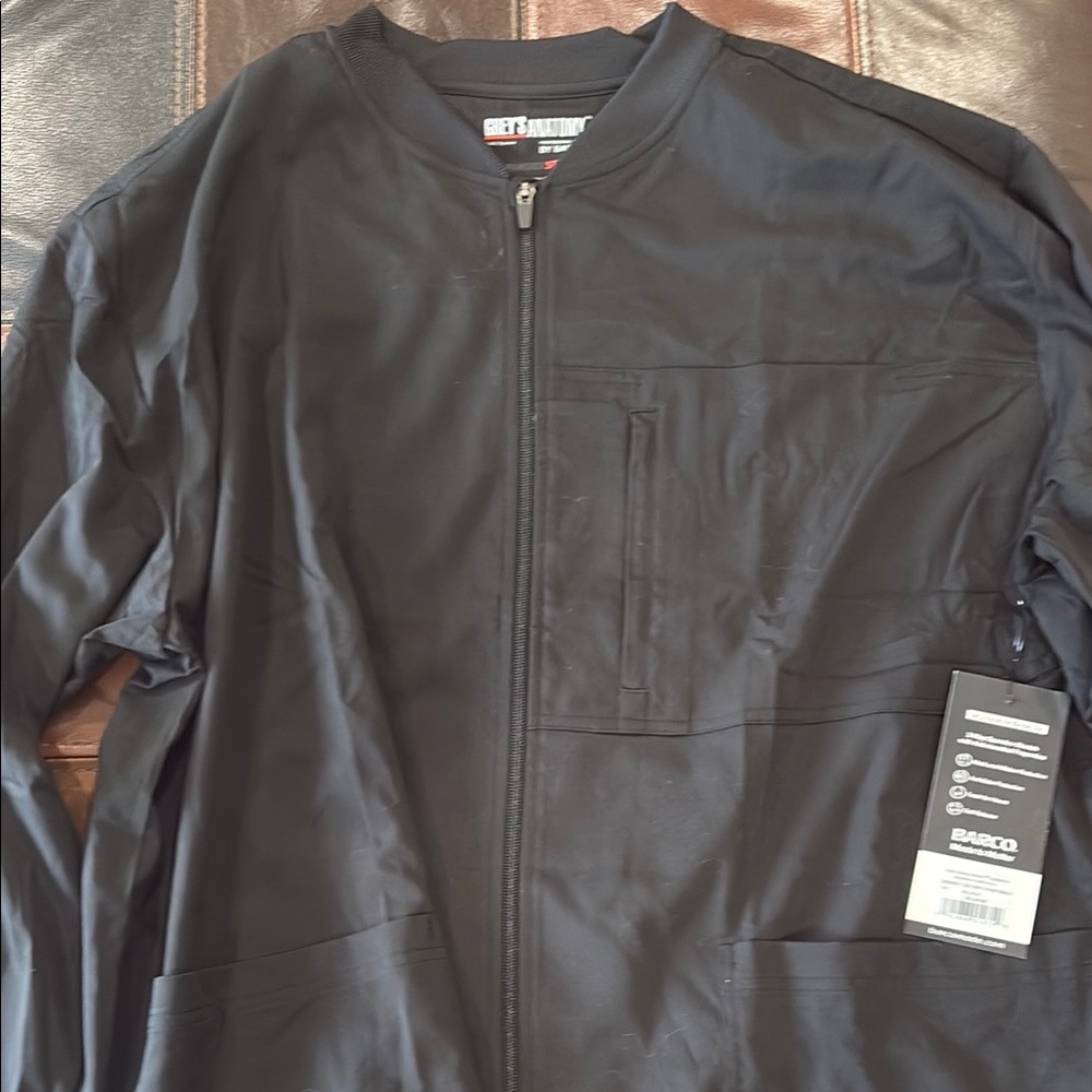 Grey’s Anatomy Uniforms Black Bomber Scrub Jacket with Stand-Up Collar